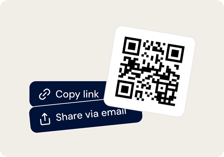 Screenshot showing share link and QR code options